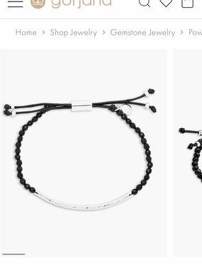 Gorjana Black Onyx Beaded Bracelet with Silver Curved Bar